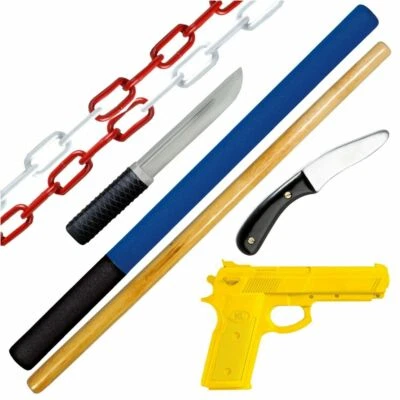 BAY Waffen Set Gummimesser Holzstock Pistole Kette Ju Jutsu Krav Maga SV Kampfsport