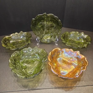 (5) Indiana Glass Co. Loganberry Leaf Candy Dish/Bowl (#406,407A,407B,407C,407D) - Picture 1 of 20