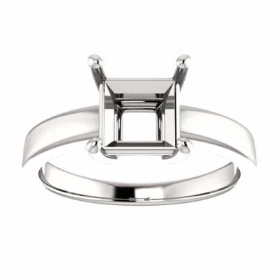 14K Gold Square/Princess Cut Ring Setting Solitaire Claw Style Ring Mounting - Image 1 of 4