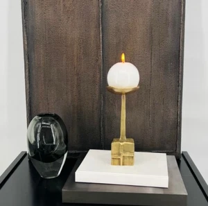 Brutalismus Metall Kerzenhalter Kerzenständer Mid Century Vintage Bronze Gold - Bild 1 von 17