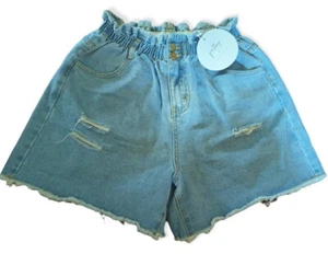 Princess Polly Women's Size 8 US Ellijah Blue Denim Distressed Shorts NEW - Picture 1 of 4