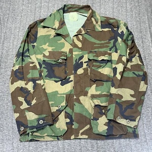 Military Army Camo Shirt Mens Large Woodland Button Down Combat Long Sleeve BDU - Picture 1 of 9