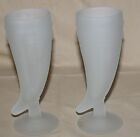 Lot of 2 Tiara Powder Horn Frosted Curved Pilsner Glasses Beer Heavy USA