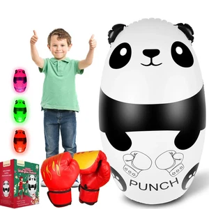 Punching Bag for Kids with Boxing Gloves 120cm Light Up Panda Inflatable - Picture 1 of 5