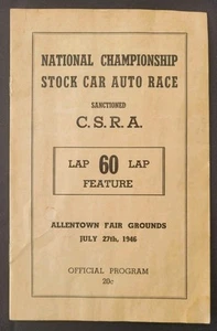 1948 CSRA Allentown Fairgrounds Stock Car Program, Buddy Shuman Wins - Picture 1 of 6