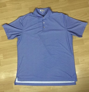 Peter Millar Summer Comfort Polo Honeycomb Blue Pattern Shirt Large Preppy L - Picture 1 of 7