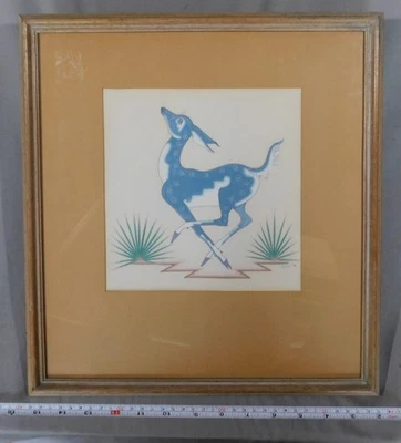 Pintura gouache original Theodore Suina firmada Ku-Pe-Ru nativo americano 1948 Foto 1 de 4