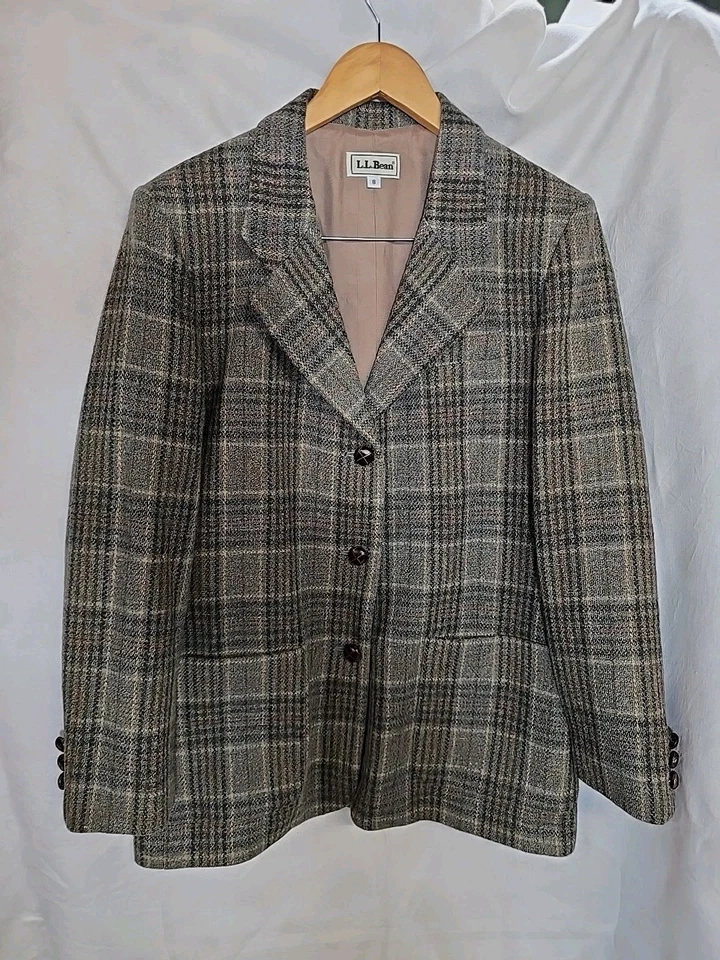 Blazer vintage LL Bean para mujer de lana a cuadros talla 8 inglés campo academia Foto 1 de 4