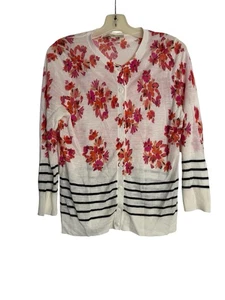 LOFT Cardigan Women's Large Lightweight Rayon Button Up Long Sleeve Floral - Picture 1 of 2
