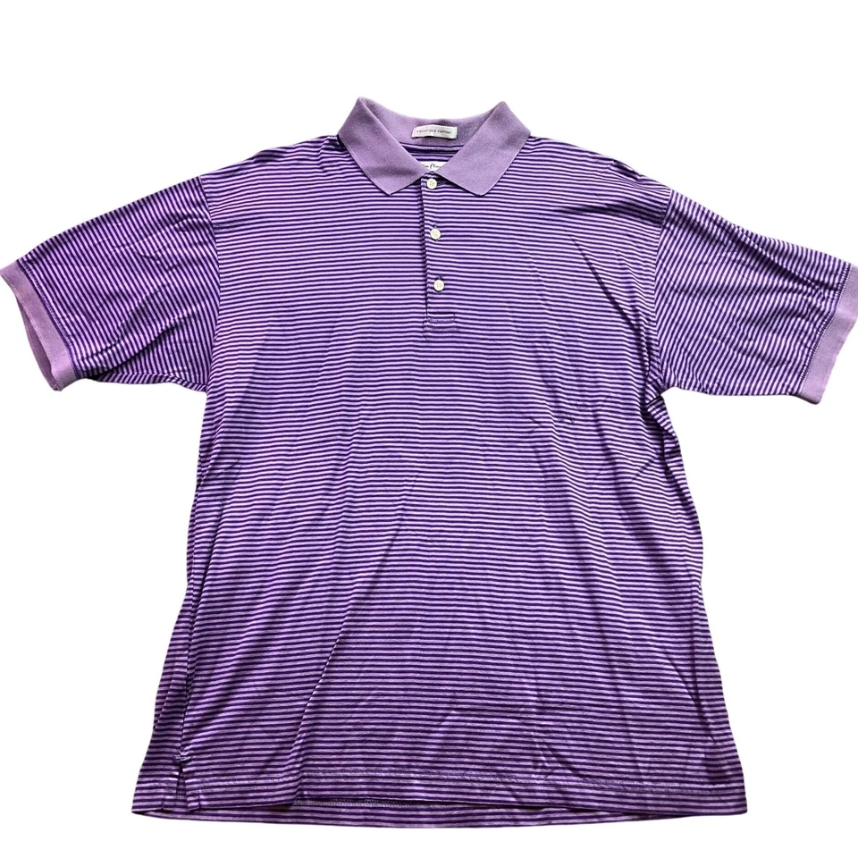 Alan Flusser Shirt Mens Medium Purple Striped Mercerized Preppy Academia Polo - Image 1 of 4