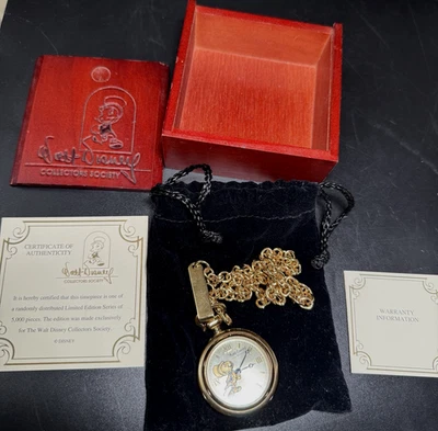 RARO! Disney Lmtd. Ed. Reloj Bolsillo JIMINY CRICKET de Fossil con Certificado de Autenticidad en Caja de Madera Foto 1 de 4