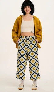 LUCY & YAK Chuck cosmos star sun cotton wide leg pull on pants trousers sz XL - Picture 1 of 10
