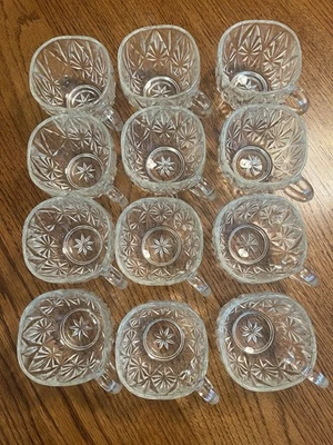 Hazel Atlas Square Pressed Glass Vintage Punch Cups Lot of 12 Williamsport - Image 1 of 4