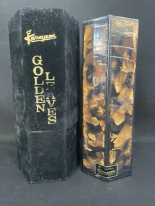 Mid-century Modern Kameyama Japan Pillar Candle Golden Leaves Black Diamond - Picture 1 of 6