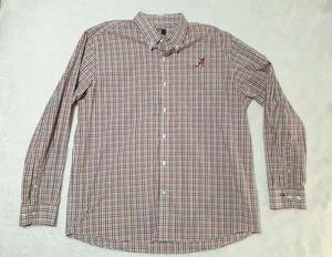 Cutter & Buck Alabama Crimson Tide Shirt Mens XL Plaid Oxford Button Collar Red - Picture 1 of 7