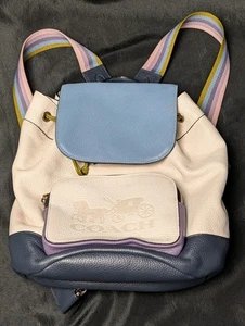 Borsa zaino Coach Jes Colorblock in pelle - Crema - Foto 1 di 8