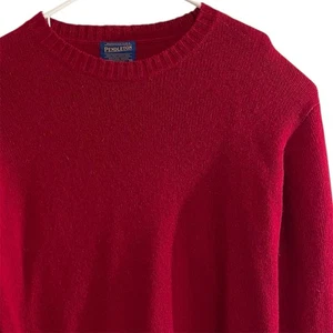 Pendleton Medium Men’s 100% Shetland Wool Sweater Pullover Red Fall Winter Cozy - Picture 1 of 12