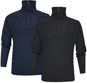 Suéter Pullover Medio Cremallera Tejido Liso 1/4 Cremallera Embudo Cuello Alto Ex Store - Imagen 1 de 9