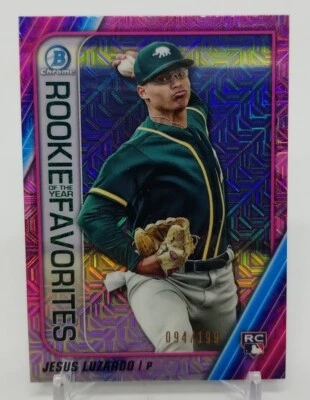 2020 Bowman Chrome JESUS LUZARDO RC Rookie of the Year Favorites Pink Mojo /199 - Image 1 of 4