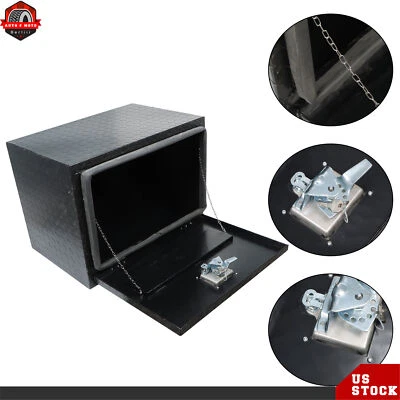 24" X 18" X 17" Aluminum Under body Bed Trailer RV Truck Storage Tool Box Black - Image 1 of 4
