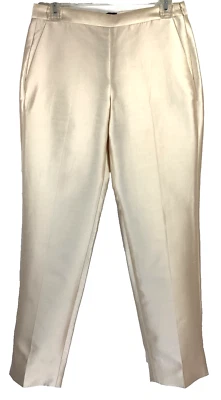 J.CREW COLLECTION Talla 2 Pantalón Cigarette Martie en Seda Shantung MARFIL F2865 Foto 1 de 4