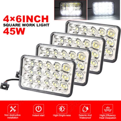 Faros LED de haz alto/bajo de 4x6"" pulgadas 4 piezas para Mercury Cougar Marquis 1977-1986 Foto 1 de 4