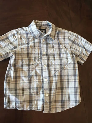 Short Sleeve Casual Dress Shirt Sz 4 XS Old Navy Blue White - Image 1 of 3