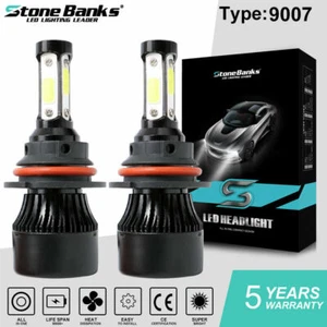 4-side 9007 HB5 LED Headlight Bulbs Kits High Low Beam 6500K White 2x - Picture 1 of 12