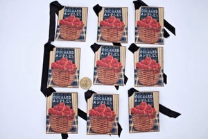 9~Primitive~Fall~Autumn~Harvest Apples~Linen Cardstock~Gift~Hang~Tags - Picture 1 of 1
