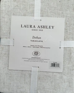 Laura Ashley Dothan Beige Cream Tablecloth Linen Polyester Blend 60" x 84" NWT - Picture 1 of 3
