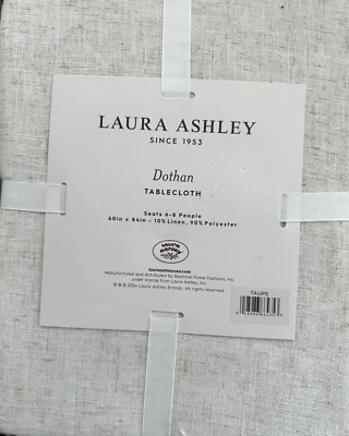 Laura Ashley  Beige Tablecloth Linen Polyester  60"X 84", 60X60, 52X70  NWT - Image 1 of 3