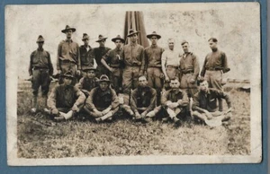 464 Vintage RPPC Real Photo Postcard Unidentified Group Of WWI Soldiers - Picture 1 of 2