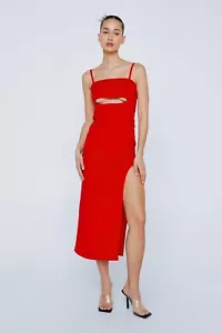 Nasty Gal Cut Out Scuba Crepe Midi Dress Size 12 - Picture 1 of 4