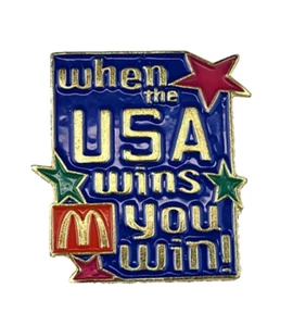 McDonald's 1996 Olympics "When the USA Wins You Win!" Promo Pin Flair Vintage - Picture 1 of 2