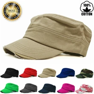 Mens Summer Cap Army Hat Cadet Castro Military Patrol Baseball Camo Cotton Caps - Picture 1 of 12
