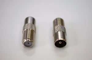 1 NEW Coax IEC PAL DVB-T TV Adapter AV Connector PAL Male to F Female FREE SHIP - Picture 1 of 3