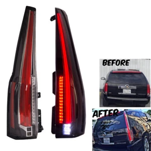 Smoke Tinted LED Tail Lights For Cadillac Escalade 2007-2014 Rear Lamp Assembly - Picture 1 of 9