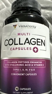 Multi Collagen Capsules Collagen Peptides Enhance With Hyaluronic Acid And Vitam - Picture 1 of 4