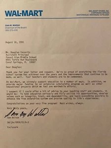 Sam Walton Signed Autographed Letter With COA Walmart Sam’s Advice On Education - Picture 1 of 4