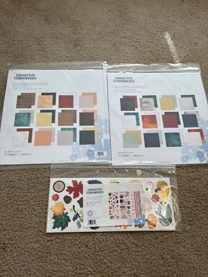 Creative Memories 3 peças CONJUNTO: "Golden Harvest" papel 12x12, adesivos - Imagem 1 de 4