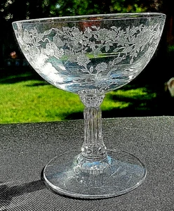 Crystal Fostoria Etched Buttercup - 4" Low Sherbet - Picture 1 of 6