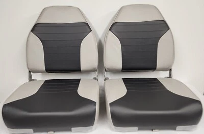 2X Assento de Barco Alto Traseiro Dobrável Pontão de Pesca 1002-ABC CINZA/CARVÃO - Imagem 1 de 4