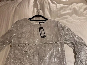SUNNING SILBER PAILLETTEN MINIKLEID GRÖSSE 12 - letzter Beitrag 4 Weihnachten 20 Dez - Bild 1 von 3
