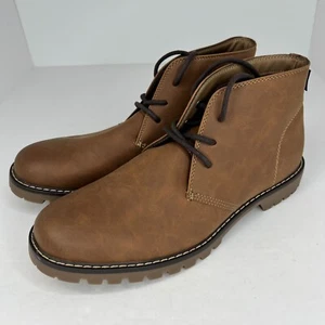 Chaps Mens Brown Lug Sole Leather Lace Up Solid Ankle Size 9.5 Chukka Boots - Picture 1 of 10