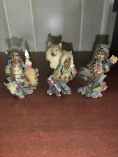3 Native American Indian & Animal Figurines 3.5"H Ceramic #4126