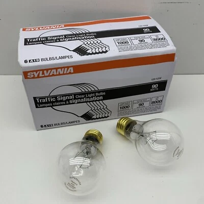 (6-Pack) Sylvania 90A19/TS/8M/SS Clear Traffic Signal Lamp Light Bulb 90W 120V - Image 1 of 4