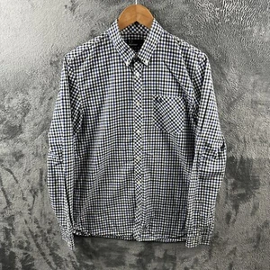 Fred Perry Herren Hemd Medium Gingham Check Langarm Mod SKA Schwarz Weiß - Bild 1 von 13