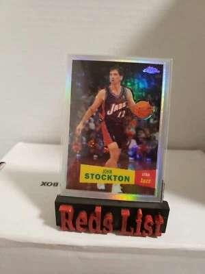 2007-08 Topps Chrome 1957 Variation Refractor 98 John Stockton #472/999 Jazz HOF - Image 1 of 4