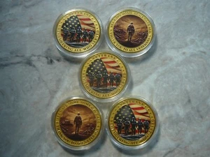 5Pcs Military Veterans Challenge Coins Set -Thank You for Your Service NEW - Picture 1 of 7