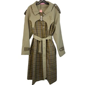 Rare Nichole Lynel Statement Trench Coat M NWT Plaid Cutout Midi Belted 6912 - Picture 1 of 20